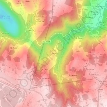 Carte topographique A Cabra, altitude, relief