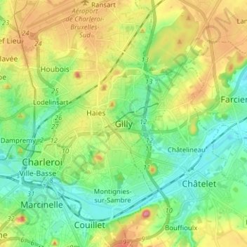 Carte topographique Gilly, altitude, relief