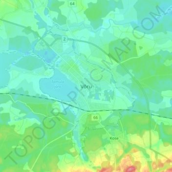 Carte topographique Võru, altitude, relief
