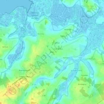 Carte topographique Bolas, altitude, relief