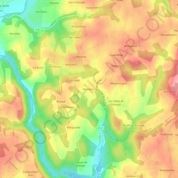 Carte topographique Mezomeur, altitude, relief