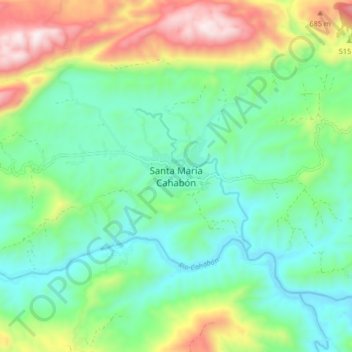 Carte topographique Santa María Cahabón, altitude, relief