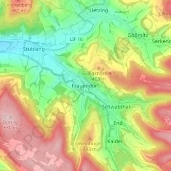 Carte topographique Frauendorf, altitude, relief