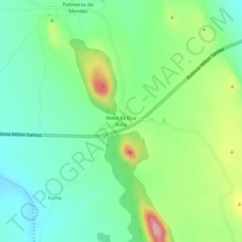 Carte topographique Mata da Boa Vista, altitude, relief