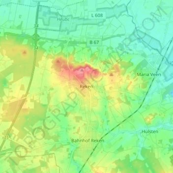 Carte topographique Reken, altitude, relief