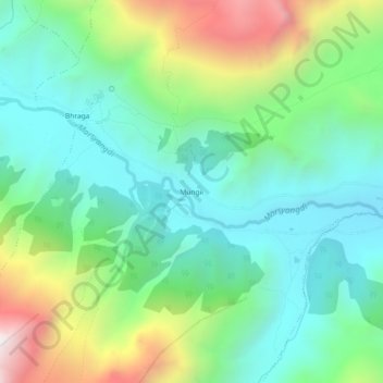 Carte topographique Mungii, altitude, relief