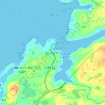 Carte topographique St. Barbe, altitude, relief