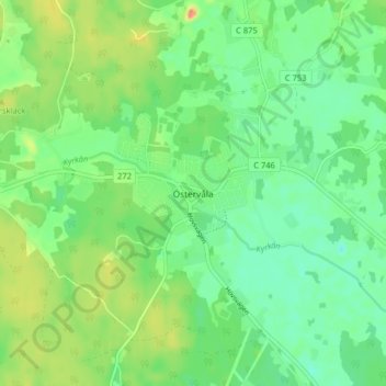 Carte topographique Östervåla, altitude, relief