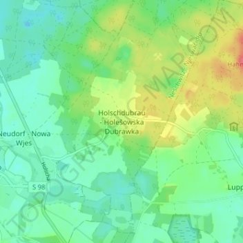 Carte topographique Holschdubrau, altitude, relief