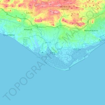 Carte topographique Faro, altitude, relief
