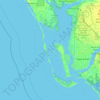 Carte topographique Useppa Island, altitude, relief