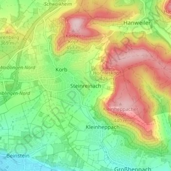 Carte topographique Steinreinach, altitude, relief