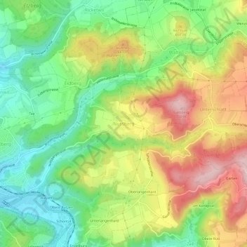 Carte topographique Nussberg, altitude, relief