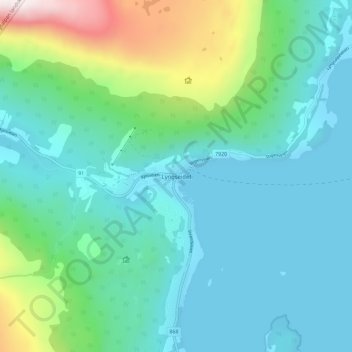 Carte topographique Lyngseidet, altitude, relief