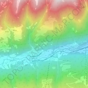 Carte topographique Roncio, altitude, relief