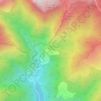 Carte topographique La Brighetta, altitude, relief
