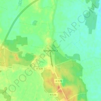 Carte topographique Vassmolösa, altitude, relief