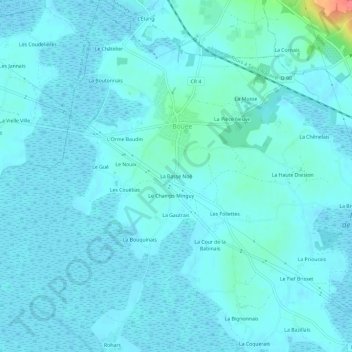 Carte topographique La Basse Noë, altitude, relief