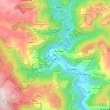 Carte topographique Pons, altitude, relief
