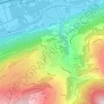 Carte topographique Basse-Nendaz, altitude, relief