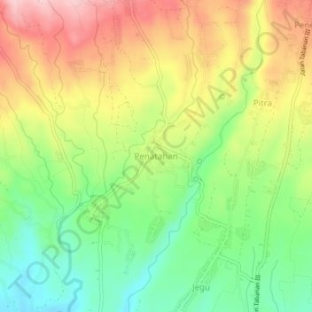 Carte topographique Penatahan, altitude, relief