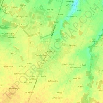 Carte topographique La Voie Dieu, altitude, relief