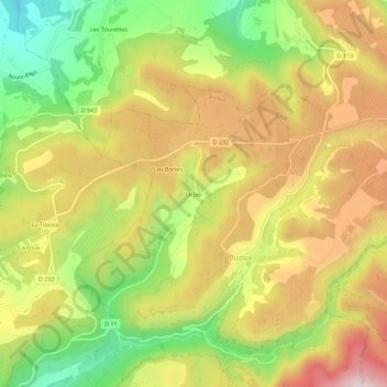 Carte topographique Le Jas, altitude, relief