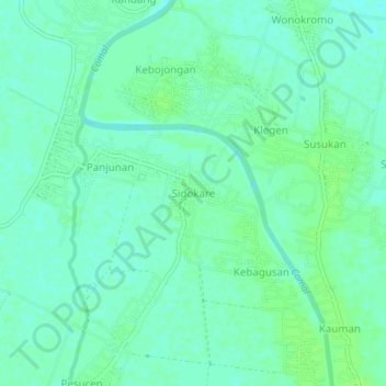 Carte topographique Sidokare, altitude, relief