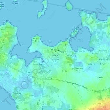 Carte topographique Kerjacob, altitude, relief