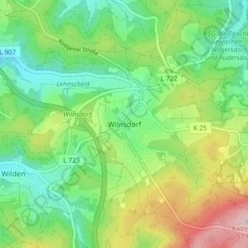 Carte topographique Wilnsdorf, altitude, relief