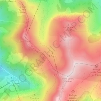 Carte topographique Basse Combe, altitude, relief
