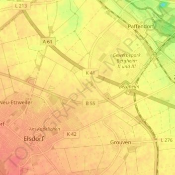 Carte topographique Desdorf, altitude, relief