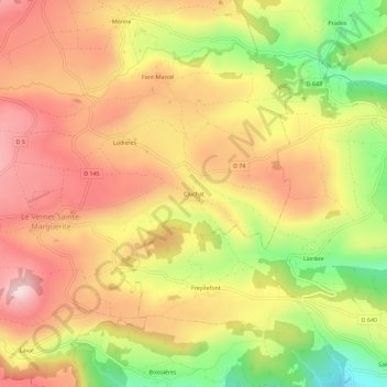 Carte topographique Cluchat, altitude, relief