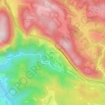 Carte topographique Azpíroz, altitude, relief