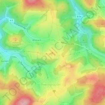 Carte topographique Höchsten, altitude, relief