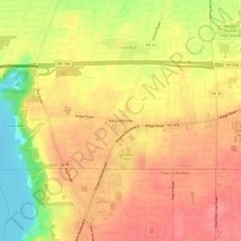 Carte topographique West Webster, altitude, relief
