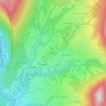 Carte topographique Broissieux, altitude, relief