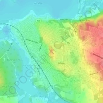 Carte topographique Lille Himmelbjerg, altitude, relief