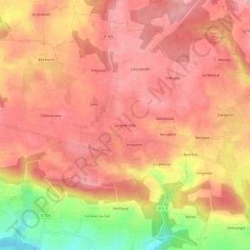 Carte topographique La Grée Valy, altitude, relief
