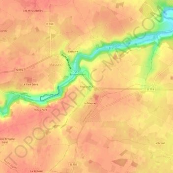 Carte topographique Vaucouleur, altitude, relief