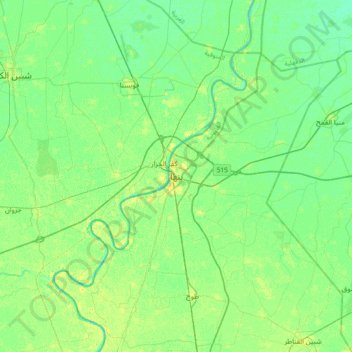 Carte topographique Banha, altitude, relief