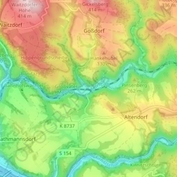 Carte topographique Kohlmühle, altitude, relief