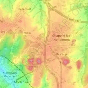 Carte topographique Marie-la-Guerre, altitude, relief