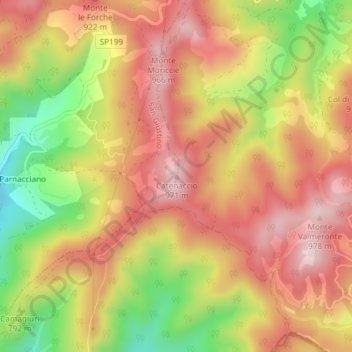 Carte topographique Catenaccio, altitude, relief