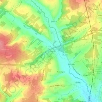 Carte topographique La Vigerie, altitude, relief