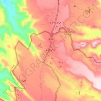 Carte topographique Zalambessa, altitude, relief