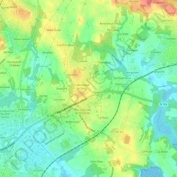 Carte topographique Lezevorh, altitude, relief