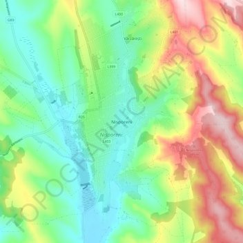 Carte topographique Nisporeni, altitude, relief