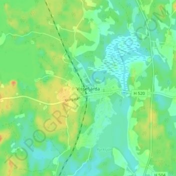 Carte topographique Vissefjärda, altitude, relief