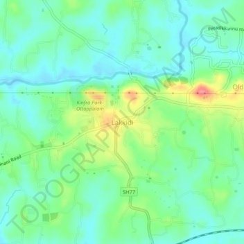 Carte topographique Lakkidi, altitude, relief
